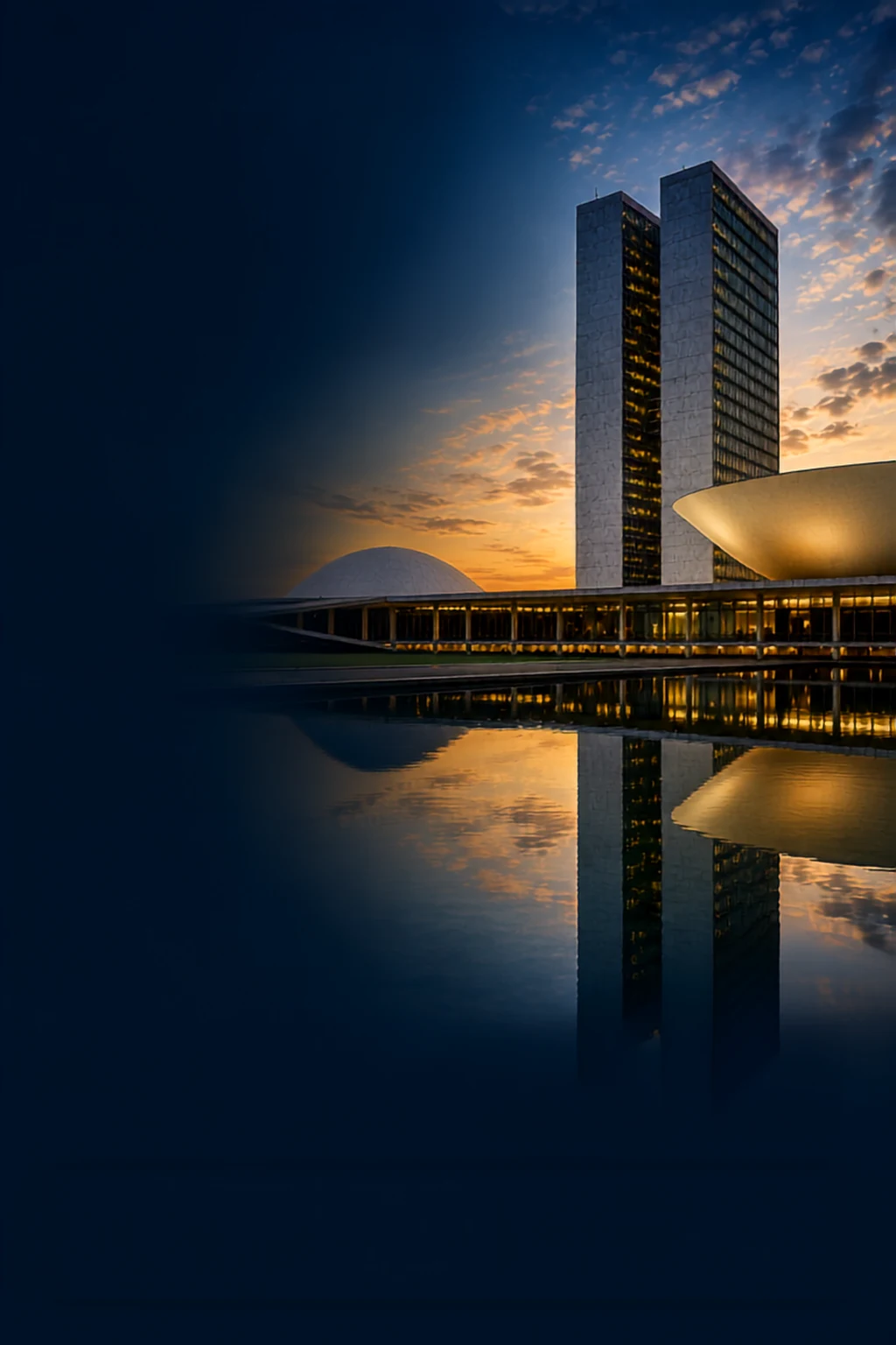 Congresso Nacional em Brasília ao pôr do sol
